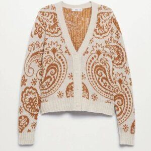 MANGO Paisley Floral Button Cardigan